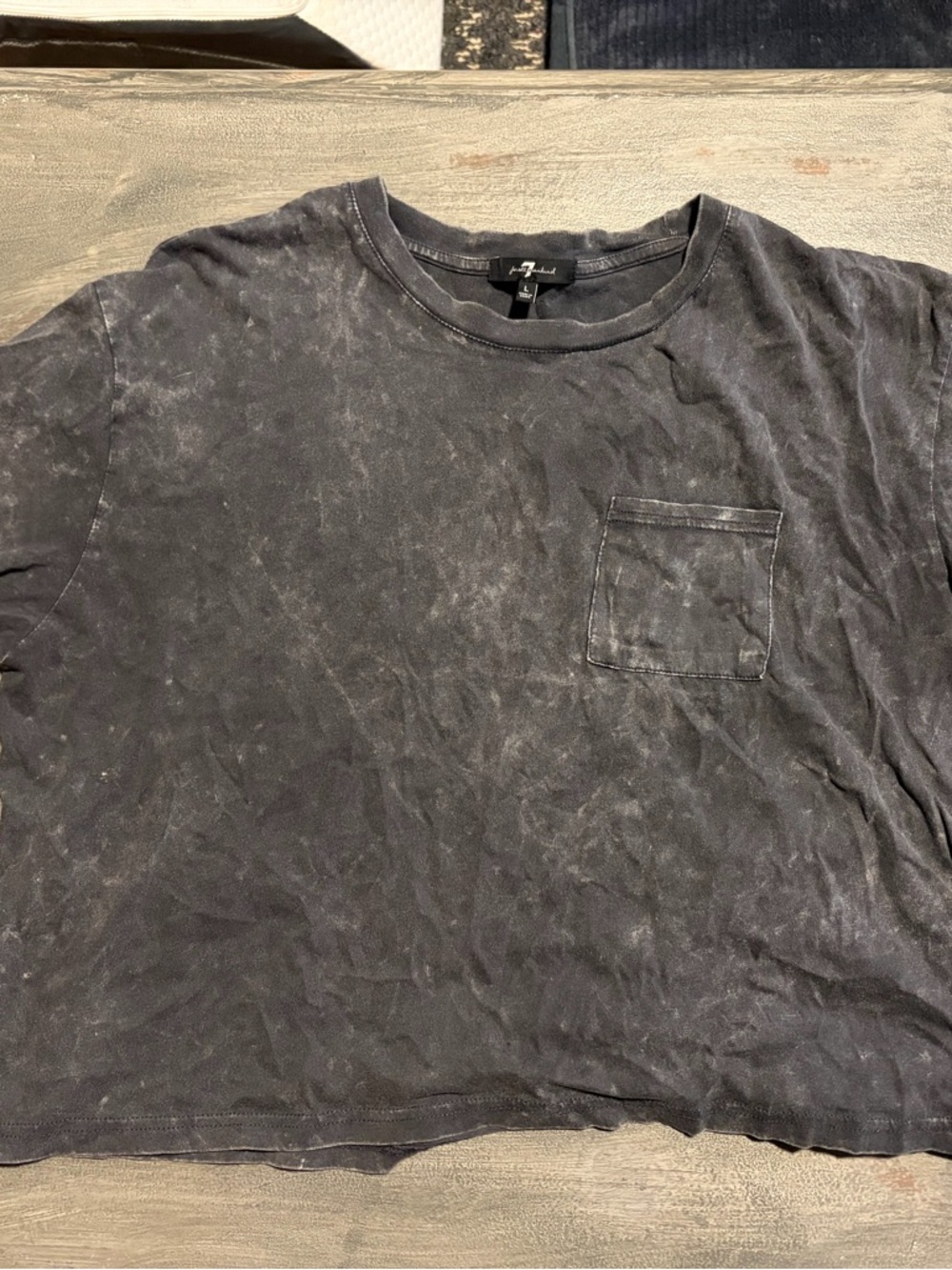 7 For All Mankind Charcoal Washed Short Sleeve Pocket Tee